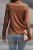 Raglan Long Sleeve Exposed Seam Detail Relaxed Fit Crew Neck Top